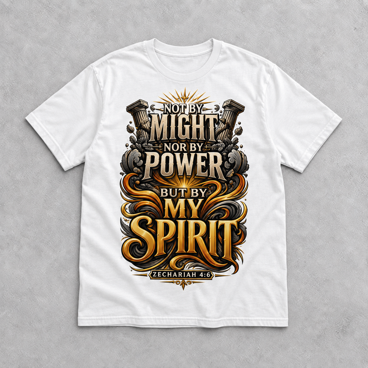 Not by Might Christian T-Shirt | Zechariah 4:6