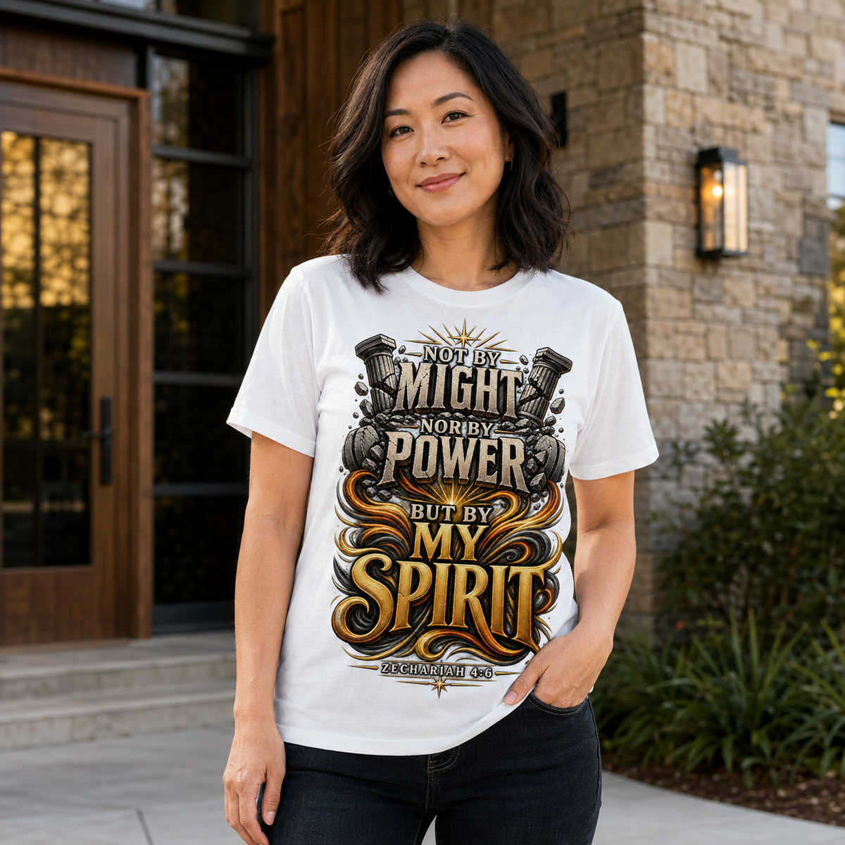 Not by Might Christian T-Shirt | Zechariah 4:6